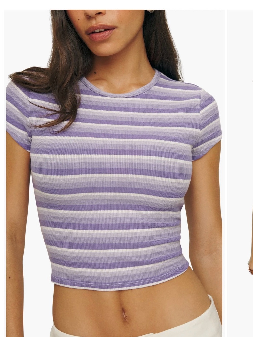 NWT Reformation Muse Rib Stripe Tee Sz XS